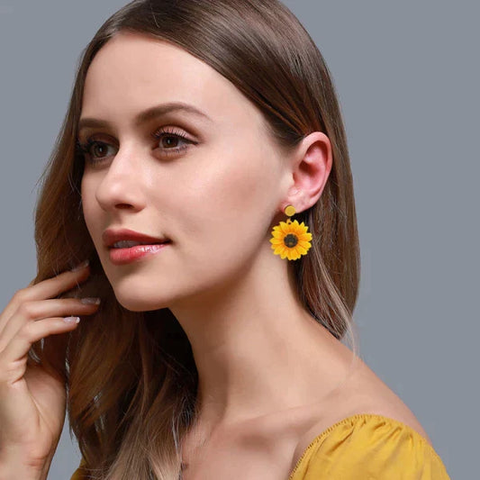 Bright & Refreshing Yellow Sunflower Earrings at $12.97 from OddityGate