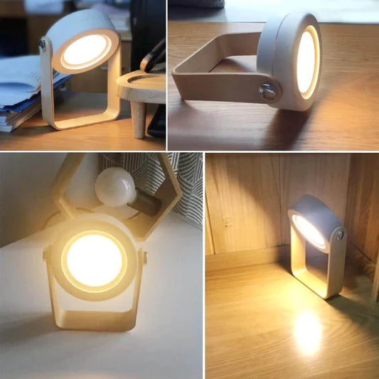 Wood Handle Foldable Night Lights Reading Lamp Portable Lantern Lamp Telescopic Folding Led Table Lamp USB Charging