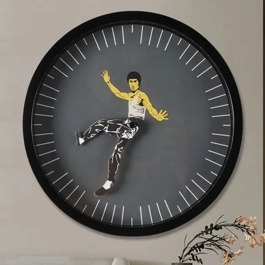 Wall Clock Kung Fu Clock Wall Clock Bruce Lee Kung Fu Wall Clock Wall Clock Home Decorations Ersonality Creative Round Clock