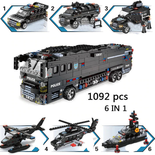 Police Building Blocks SWAT Team Helicopters Trucks at $78.47 from OddityGate