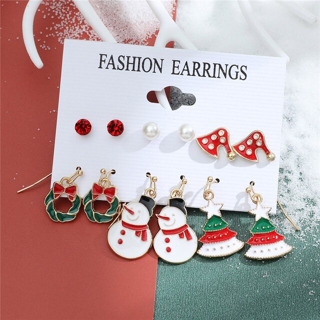 Christmas Drop Earrings Set for Women Santa Claus at $14.99 from OddityGate