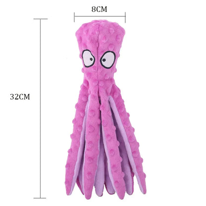 Dog Toy Squeaky Pet Plush Toy Voice Octopus Bite Resistant Teeth Cleaning Chew Toys Interactive Pet Dog Puzzle Pet Supplies