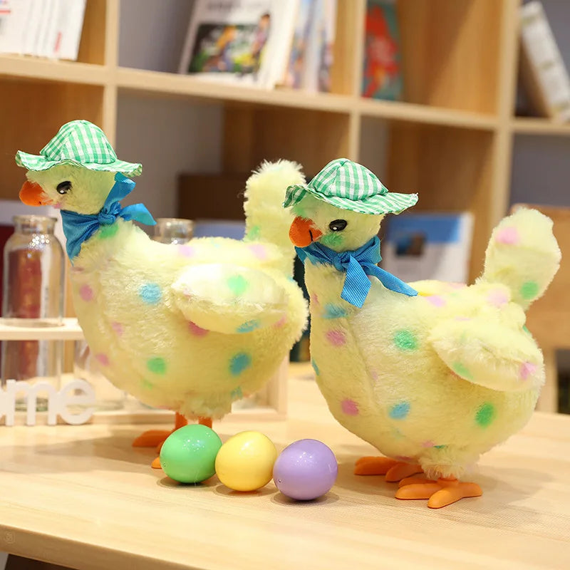  Cartoon Chicken Hen Laying Eggs Toy Singing Swinging Plush Dolls