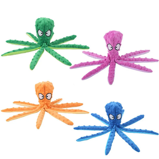 Dog Toy Squeaky Pet Plush Toy Voice Octopus Bite Resistant Teeth Cleaning Chew Toys Interactive Pet Dog Puzzle Pet Supplies