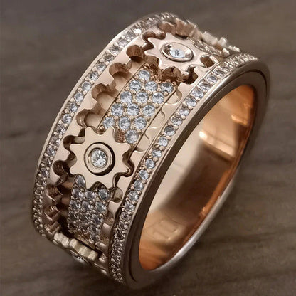 Gear Ring Luxury Rose Gold Silver Color at $24.97 from OddityGate