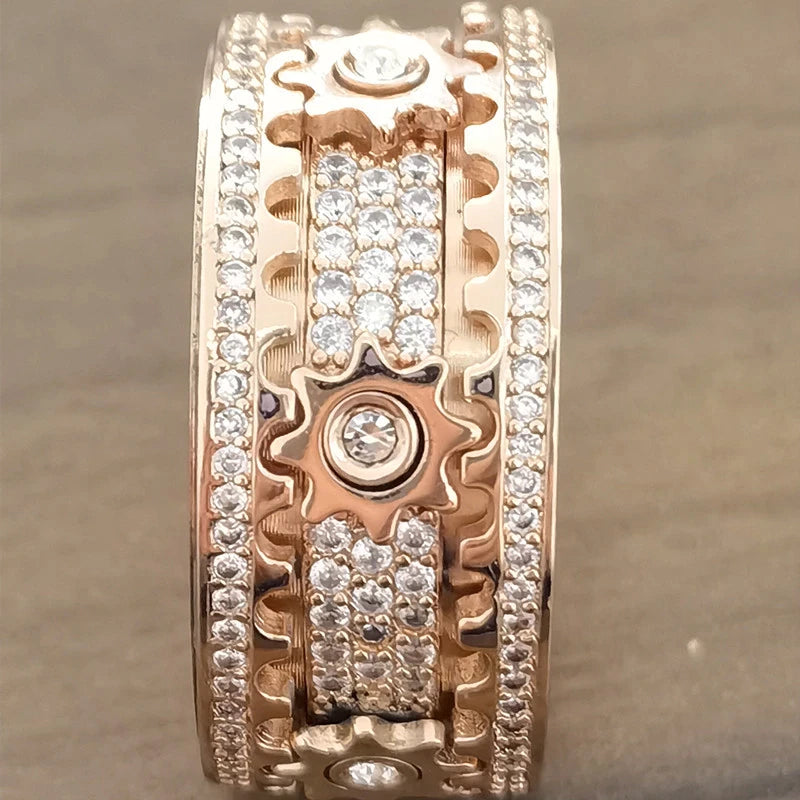 Gear Ring Luxury Rose Gold Silver Color at $24.97 from OddityGate