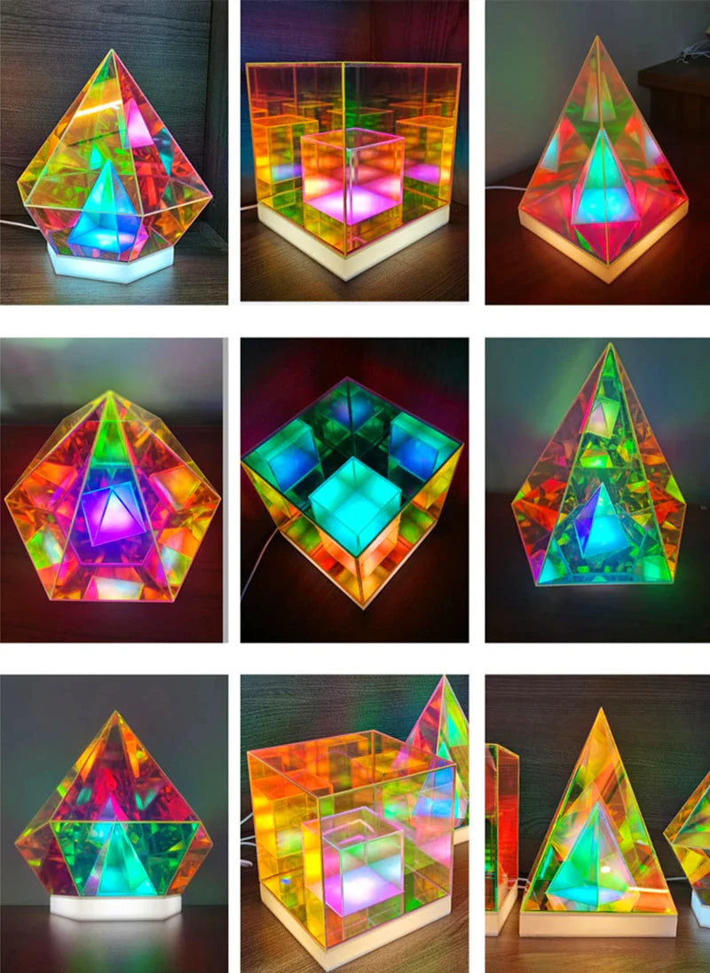 LED Pyramid Bedroom Decor Night Light USB Color Dimming Atmosphere Lamps Home Bedroom Decoration Birthday Gift Decorative Lamp