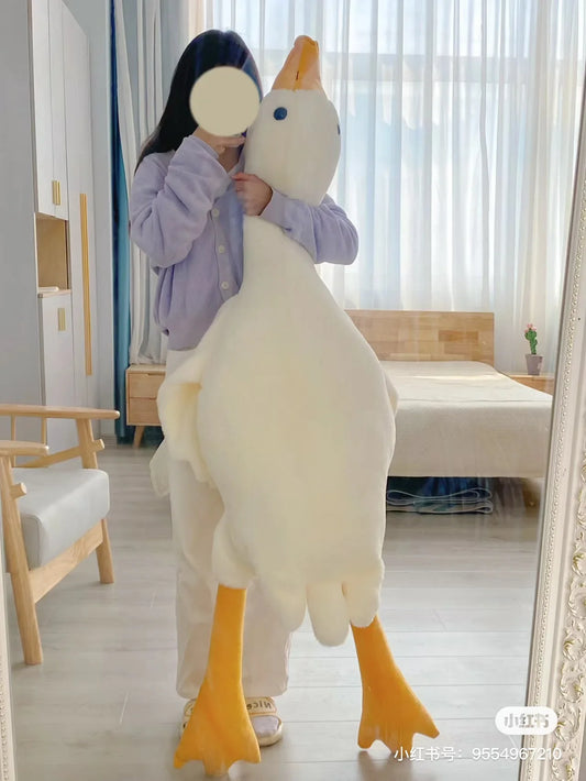 Gaint White Goose Plush Toy Super Soft Goose Stuffed Animals Plushie Huging Pillow Yellow Duck Peluche Gifts for Kids Girl