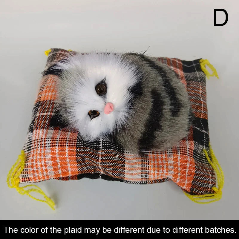 Artificial Mini Sleeping Cats on Cloth Pad Plush Simulation Lying Cats Doll Ornaments