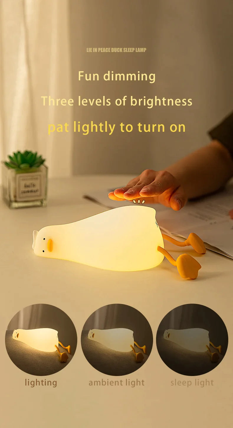 Duck Nightlights Led Night Light Duckling Rechargeable Lamp USB Cartoon Silicone Birthday Gift Children Kid Bedroom Decoration