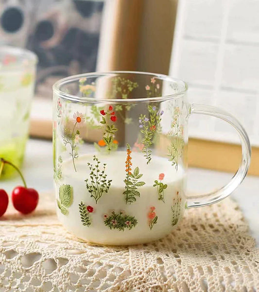 Glass Cup Grass Drinking Mugs Pattern Borosilicate Glass Milk at $19.97
