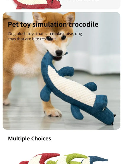 Pet Chew Toys Interactive Cartoon Animal Plush Alligator Shape Dog Sound Toy Gnawing Grinding Teeth Training Supplies