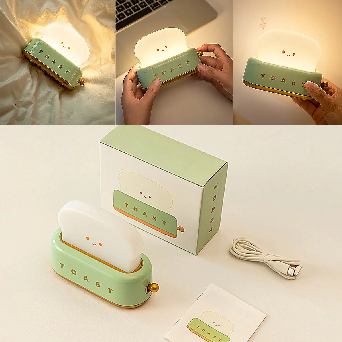 Bread Maker Night Light USB Charging Dimming Bedside Table Night Light Timer Night Sleep Lamp