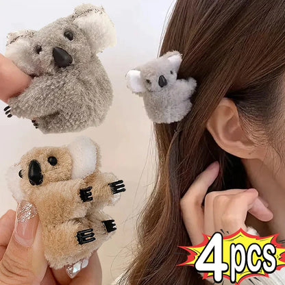 Plush Koala Bear Hair Decoration Hair Clips Hairpins Animal Hair Claw Clip for Girls Headwear Koala Barrettes Accessories