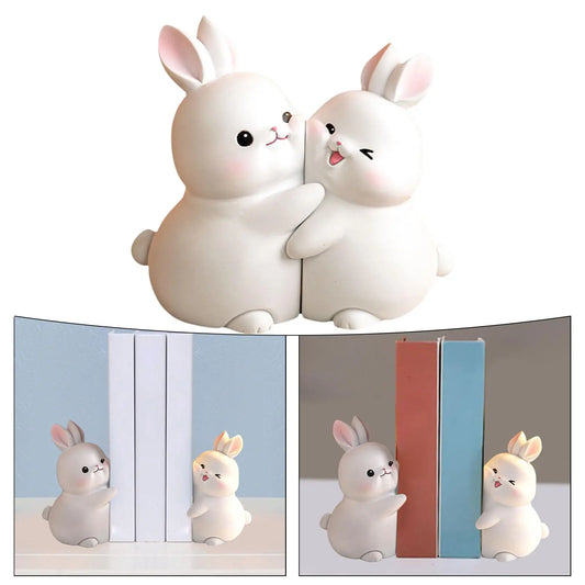 Rabbit Bookend Book Organizer Support Bunny Book Ends Stopper Decorative Bookends for Living Room