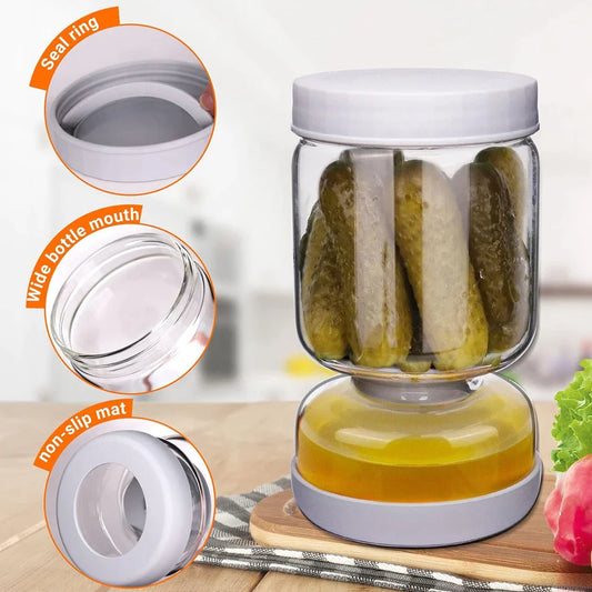 Hourglass Pickle Flip Jar Pickle and Olives Juice Wet and Dry Separator Food Container