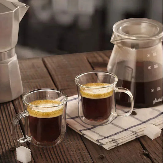 Heat-Resistant Double Wall Glass Cup Beer Coffee Cup Set 