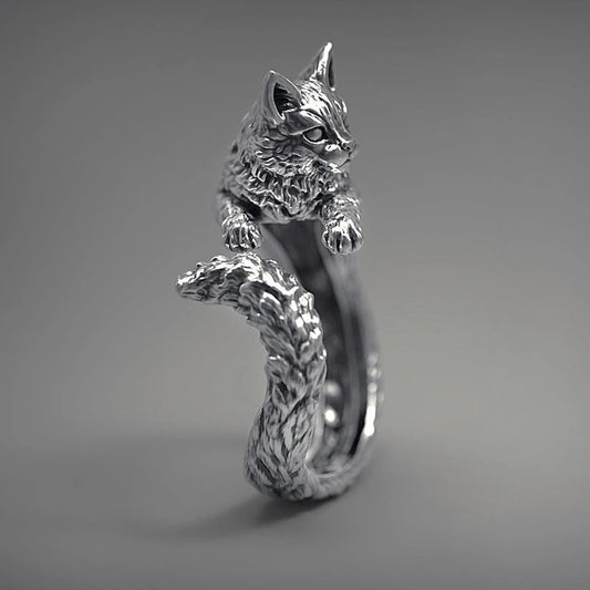 Vintage Silver Color Cat Ring for Men Women at $15.80 from OddityGate