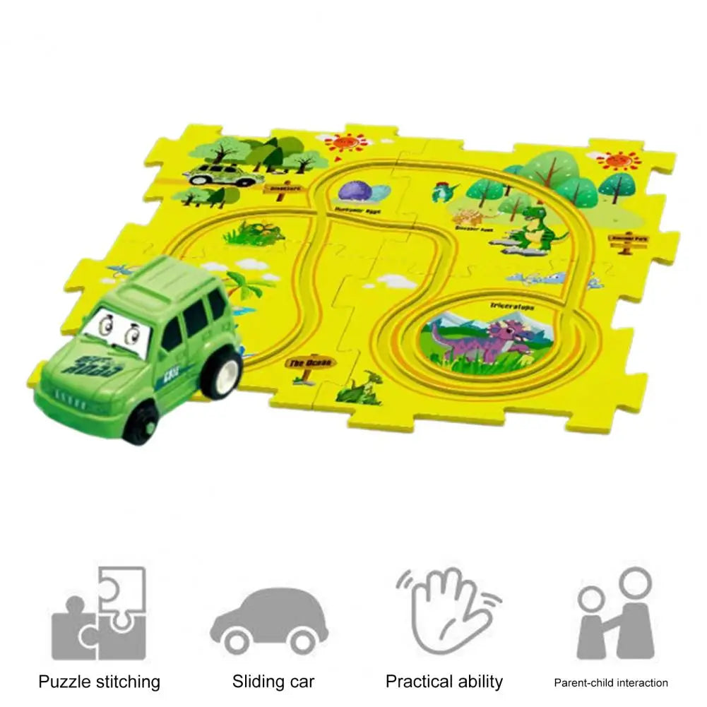 Rail Car Puzzel Toy DIY Assemble Jigsaw Flexible Railway Track Parent-child Interaction Toy Electric Track Car 
